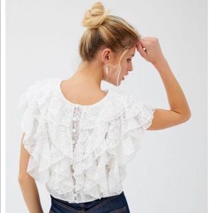 Brand New lace ruffled crop top, sm & med & lg